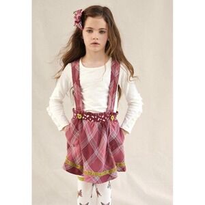 Matilda Jane Girls 10 Brushed Flannel Overall Plaid Skirt Holidays School Fall